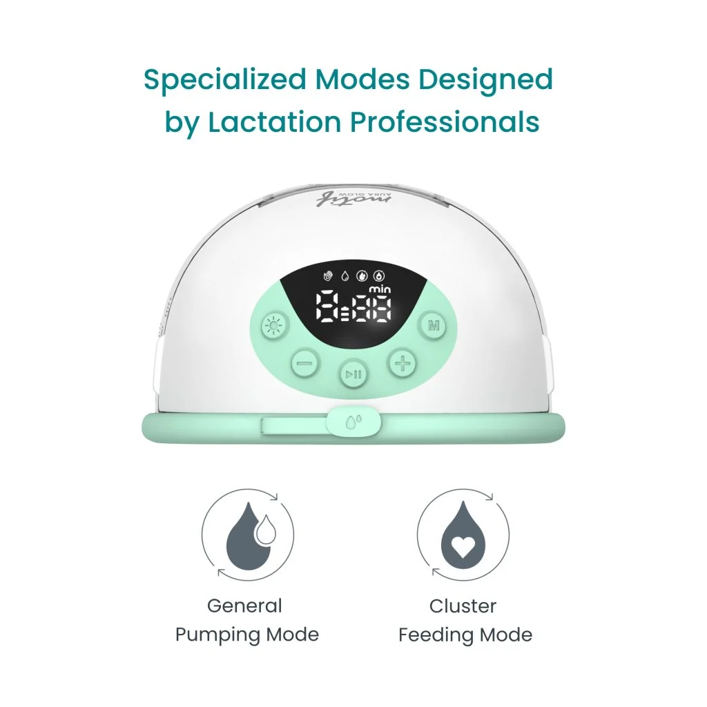 Infographic showing the pumping modes of the Motif Aura Glow