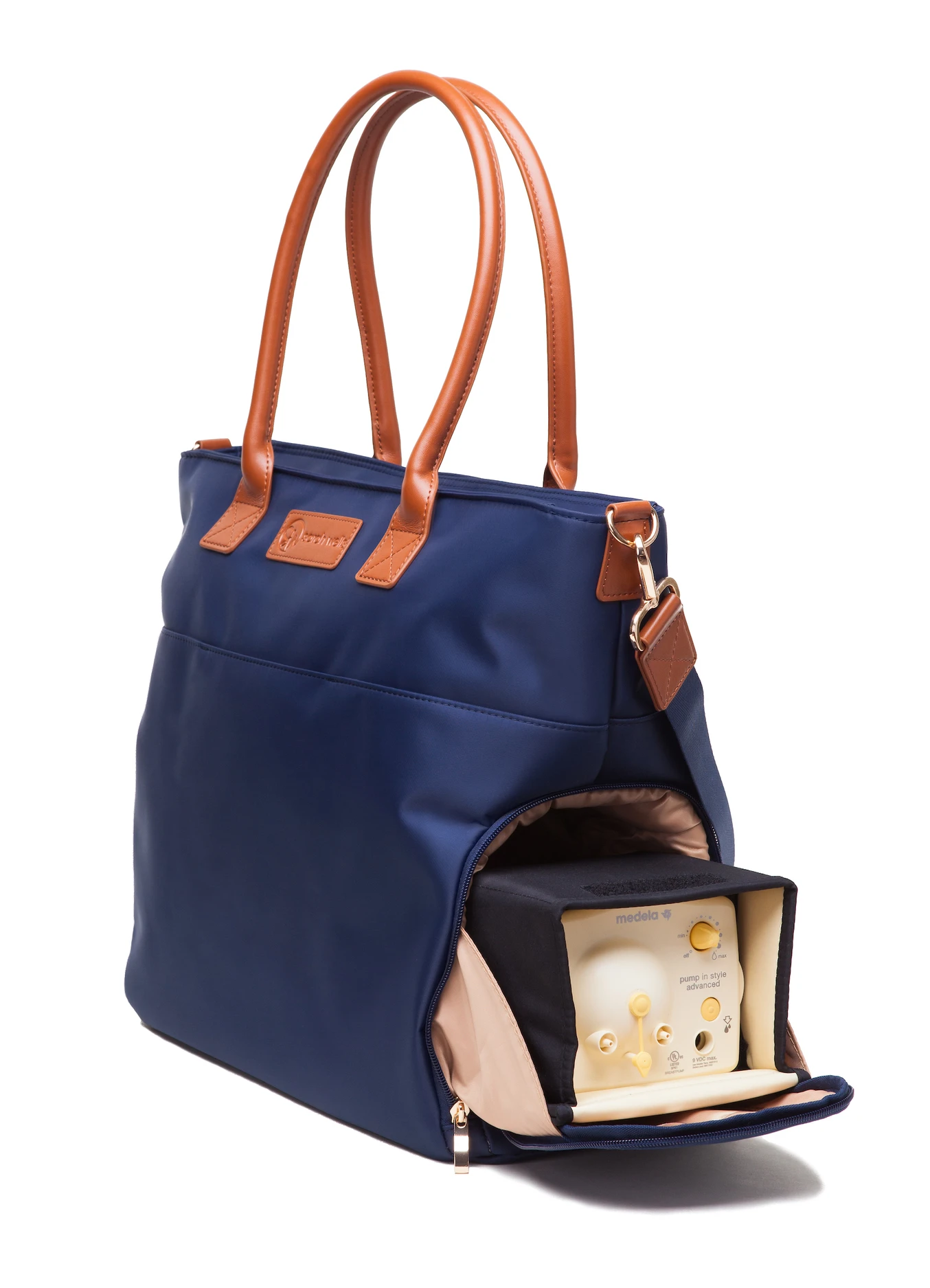 Abby (Navy) bag with a breast pump compartment