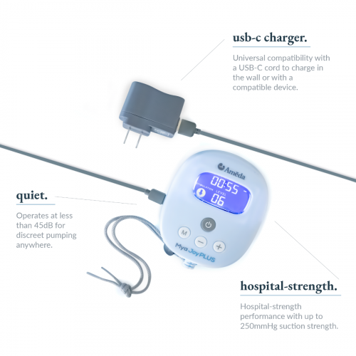 Ameda Mya Joy Plus breast pump infographic