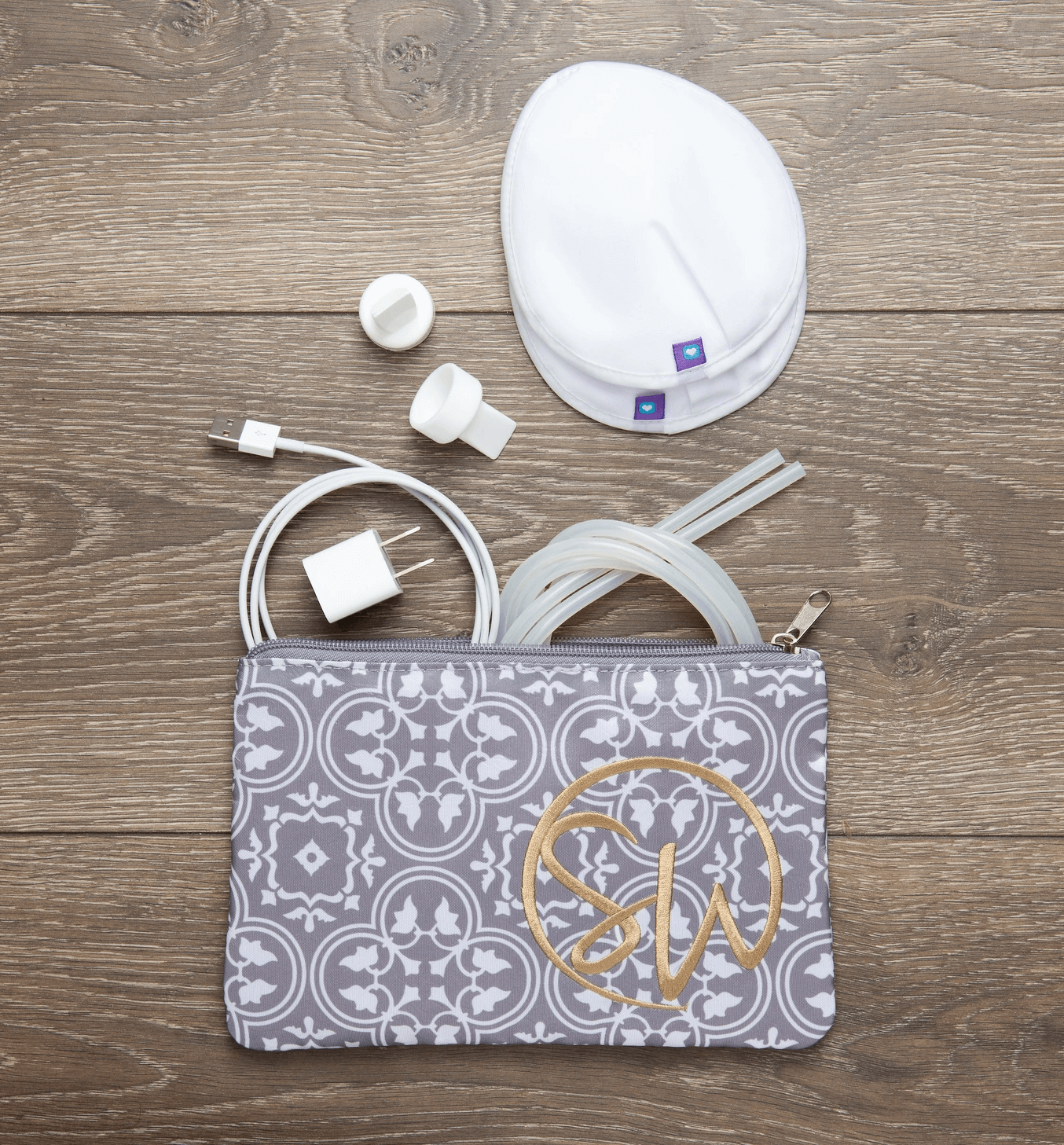 SWag Back Vintage pouches hold pumping supplies