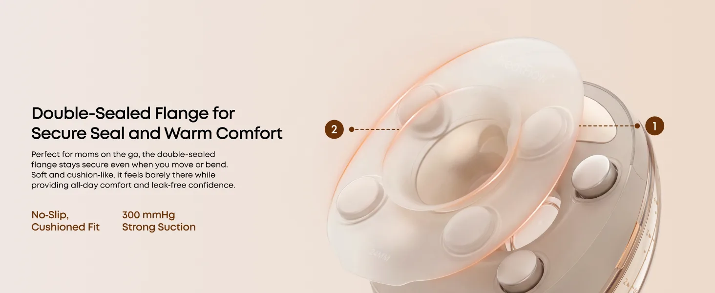 eufy S2 double-sealed flange for a secure seal and warm comfort, 300 mmHg suction