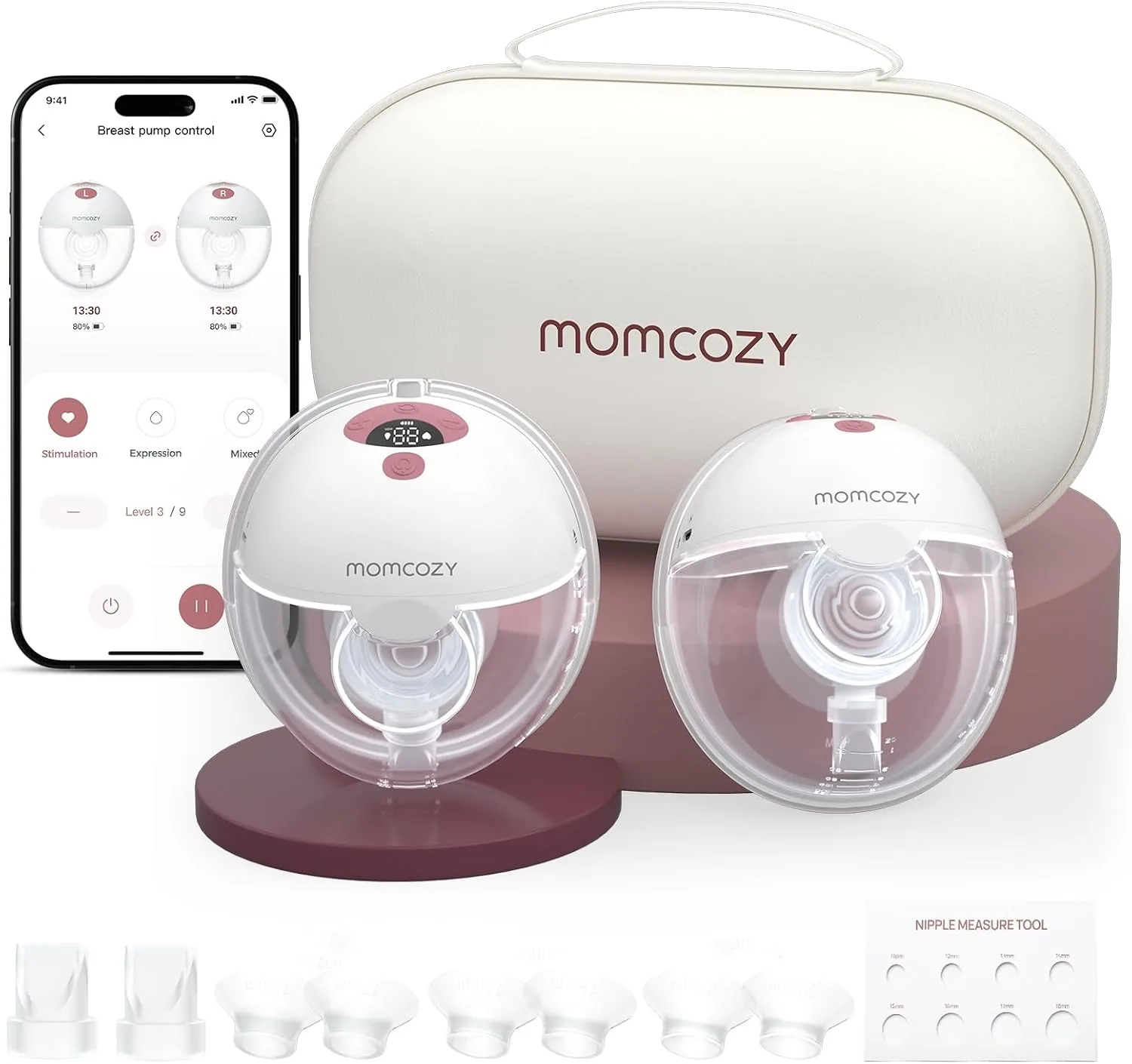 Momcozy M5 Smart wearable breast pump with app and carry case